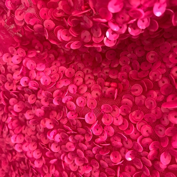 SHERRI HILL | 54330 One Shoulder High Slit Sequin Dress in Neon Pink | Size 0 - Picture 15 of 16